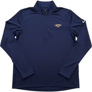 Nike New Orleans Pelicans NBA Dri-FIT Quarter Zip Pullover Mens Large Navy Blue